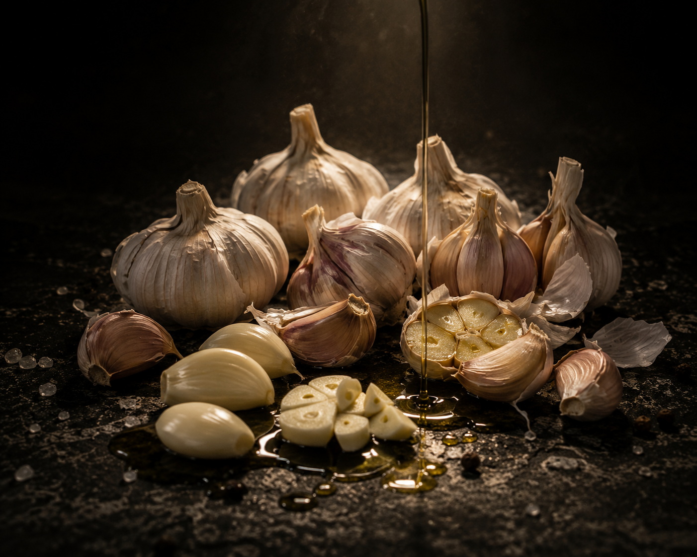 Fresh garlic cloves for GWC Boom Sauce preparation — cold-pressed garlic sauce Chandigarh