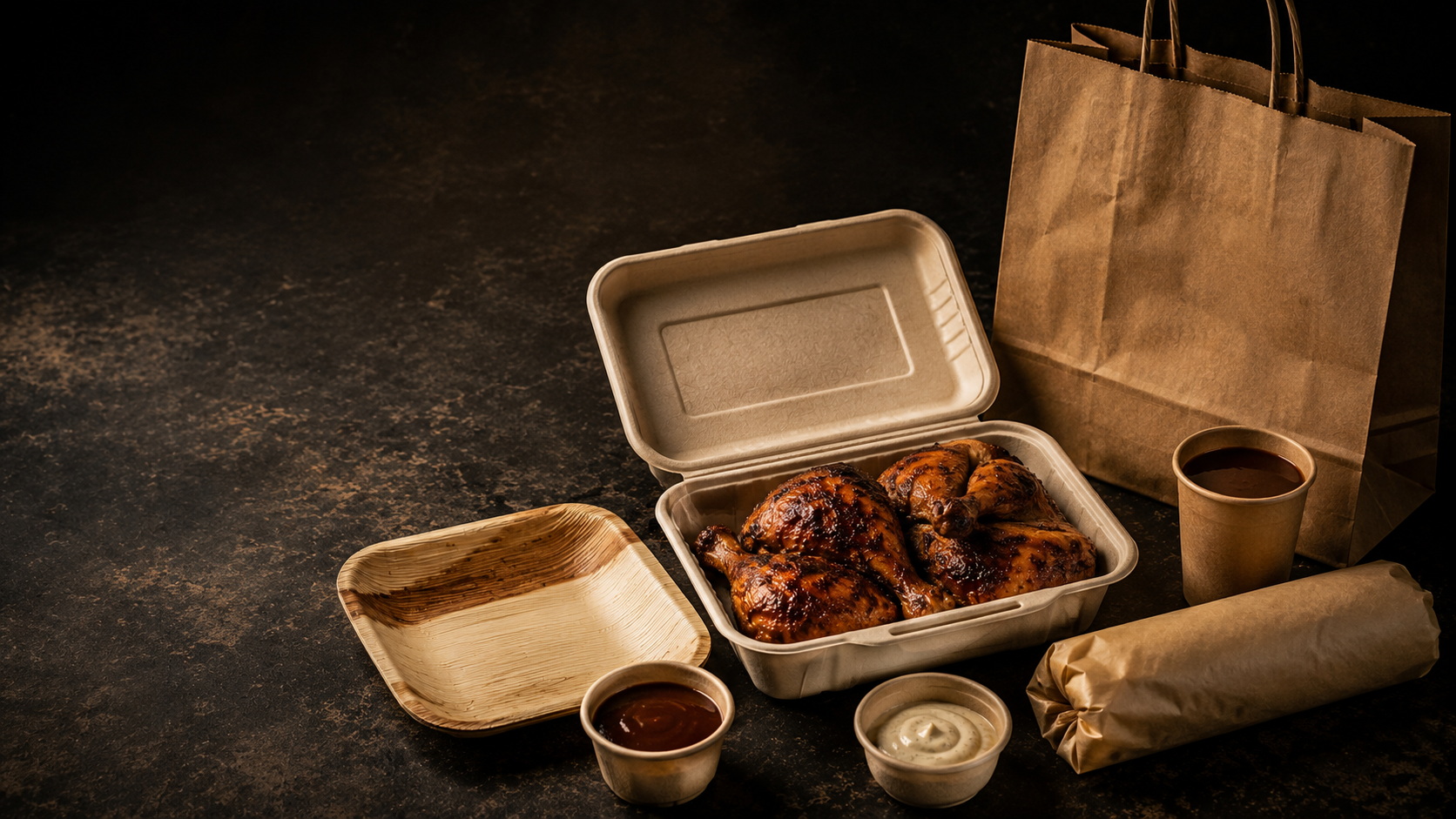 GWC zero plastic eco-friendly food packaging — bagasse containers areca leaf plates kraft bags Chandigarh tricity